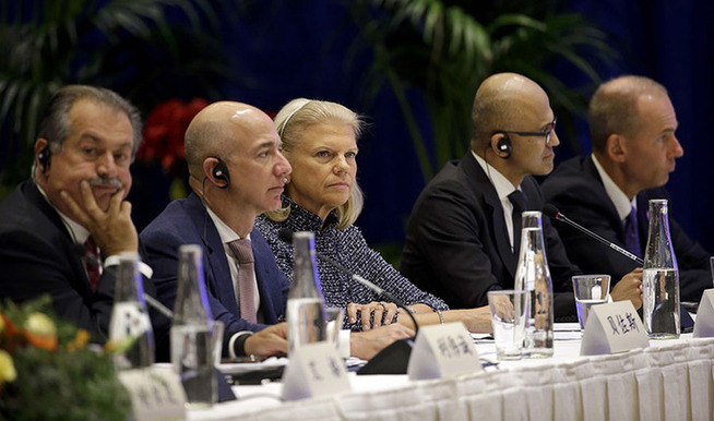 中美企業圓桌會：商界大佬“表情集”