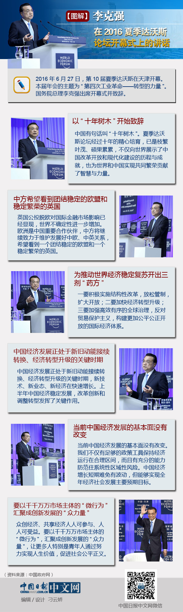 圖解│李克強(qiáng)在2016夏季達(dá)沃斯論壇開幕式上的講話
